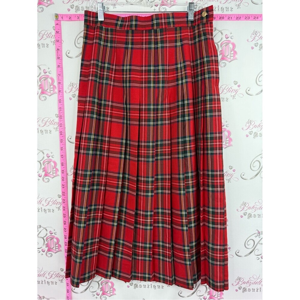 Principles skirt vintage pleated plaid retro Red Plaid Pleated Skirt